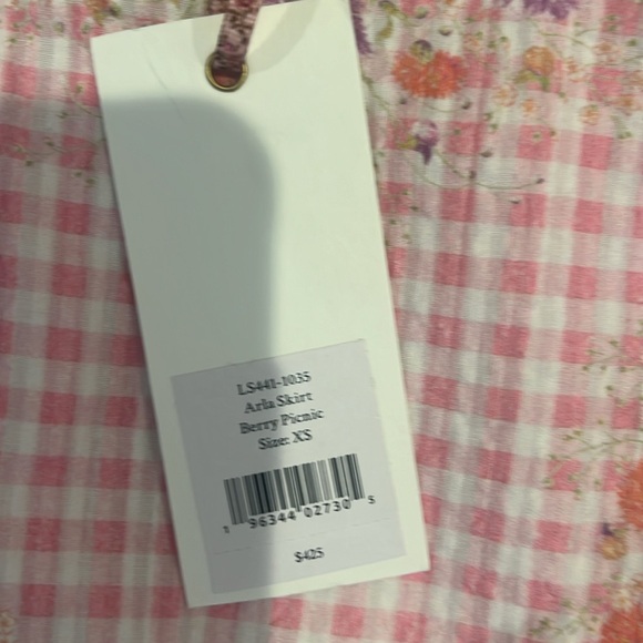 NWT Loveshack Fancy Arla Skirt, Berry Picnic. Size XS. - Picture 3 of 10